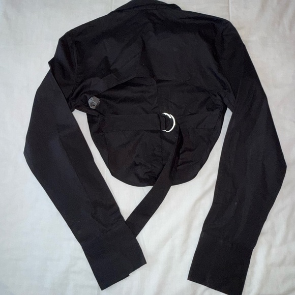 H&M Black Cropped Button-Down Shirt with back out. Woman’s Small - Picture 5 of 6
